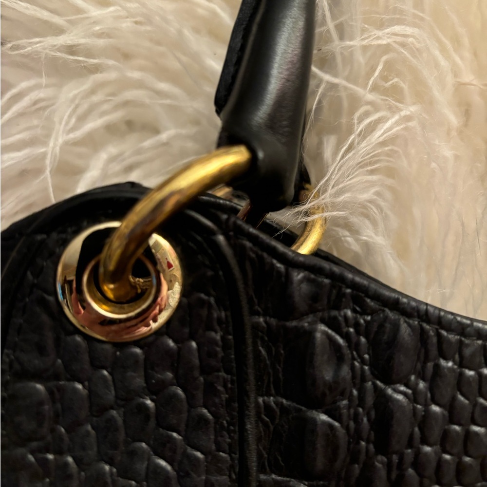 Andalossi Black Leather Alligator Shoulder/Tote Bag, Like New, - Picture 3 of 7
